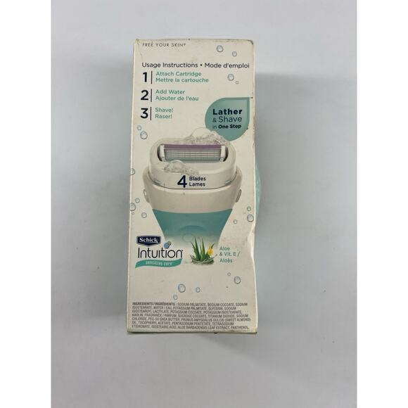 Schick Intuition Sensitive Care Razor + 2 Cartridges Lather Shave Hydrate New - Picture 3 of 3
